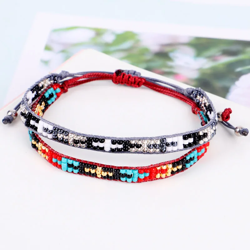 Браслет из рисовых бусин Дизайн Оригинальность Крест Градиент Ручное вязание