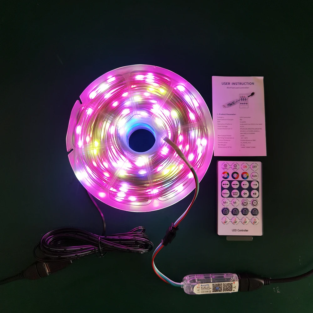 Гирлянда WS2812B WS2811 50 м 500 светодиодов яркая Рождественская гирлянда Dreamcolor USB Bluetooth