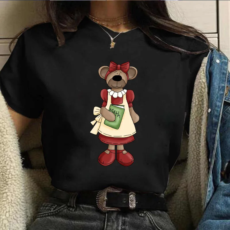 

Bow Tie Little Bear Women T-shirt Short Sleeve Student Unisex Cartoon Print Women Top Oversized T-Shirt Female Casual Tee S-4XL