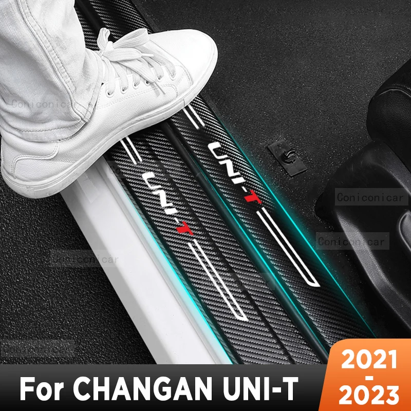 

For Changan UNI-T 2021-2023 Car Door Sills Scuff Plate Threshold Protector Interior Imitation Carbon Fiber Sticker Accessories