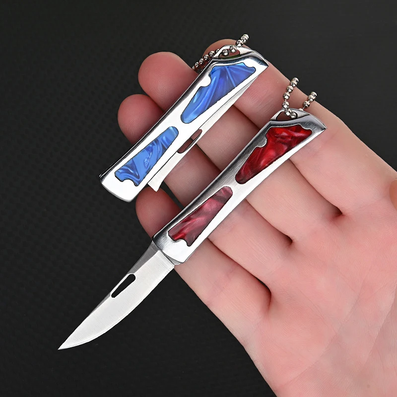

Складной нож из нержавеющей стали, миниатюрный ручной нож для распаковки, брелок с подвеской, фруктовый нож, орнамент, Подарочный карманный ...