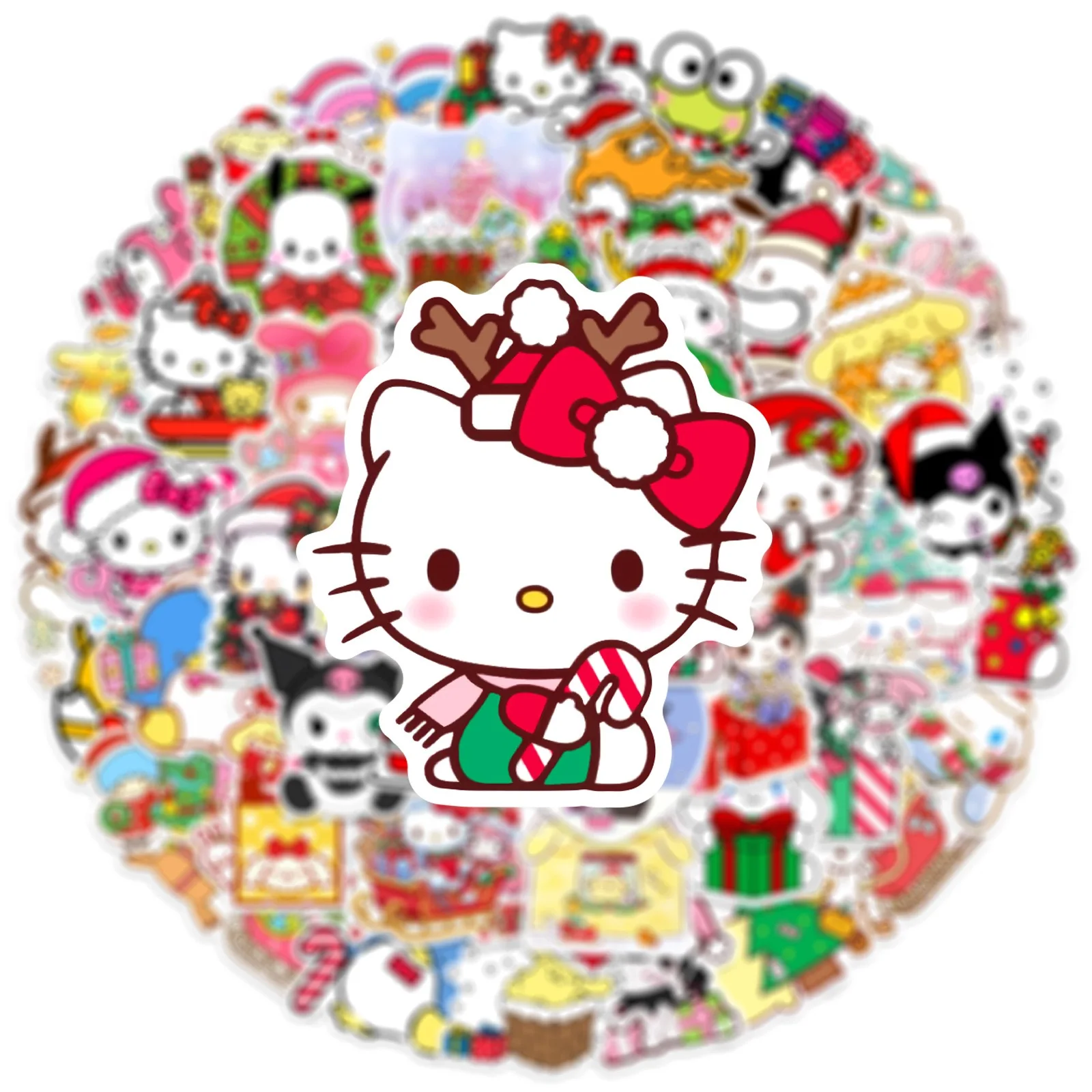 Кавайные рождественские наклейки Sanrio 10/50 шт