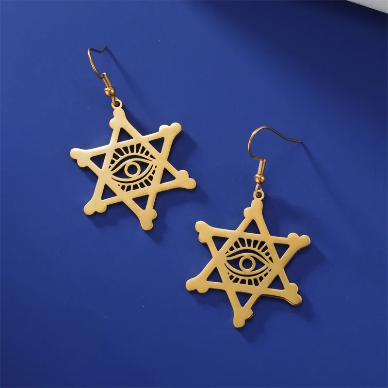 Серьги-капли из нержавеющей стали со звездой Давида для женщин винтажные