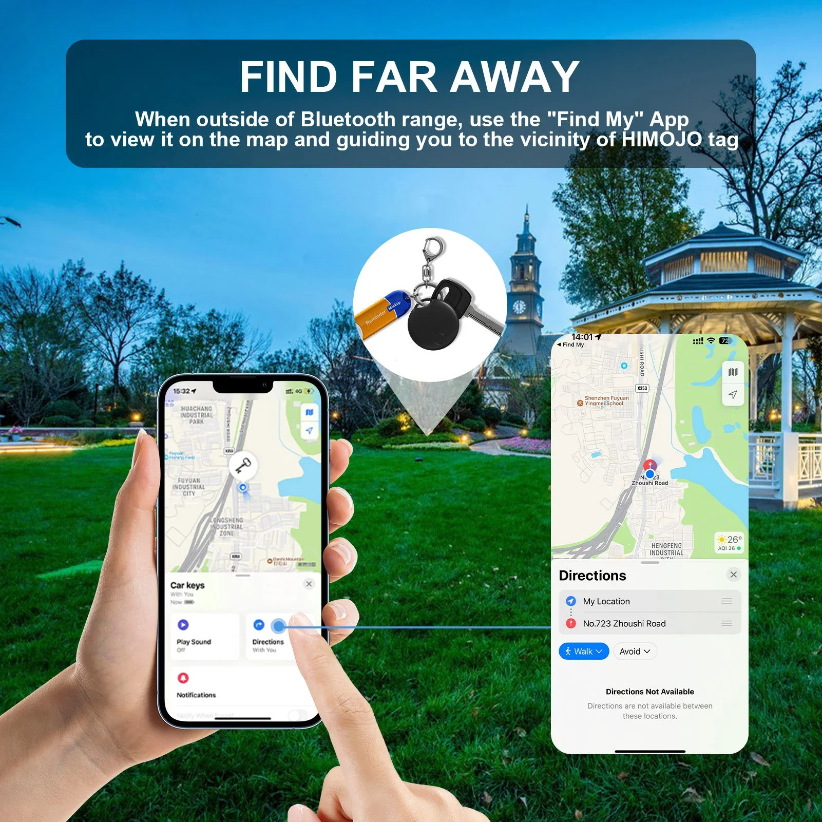 Устройство напоминания о потере YP GPS Smart Tracker Сертификация MFI Ключ-кошелек