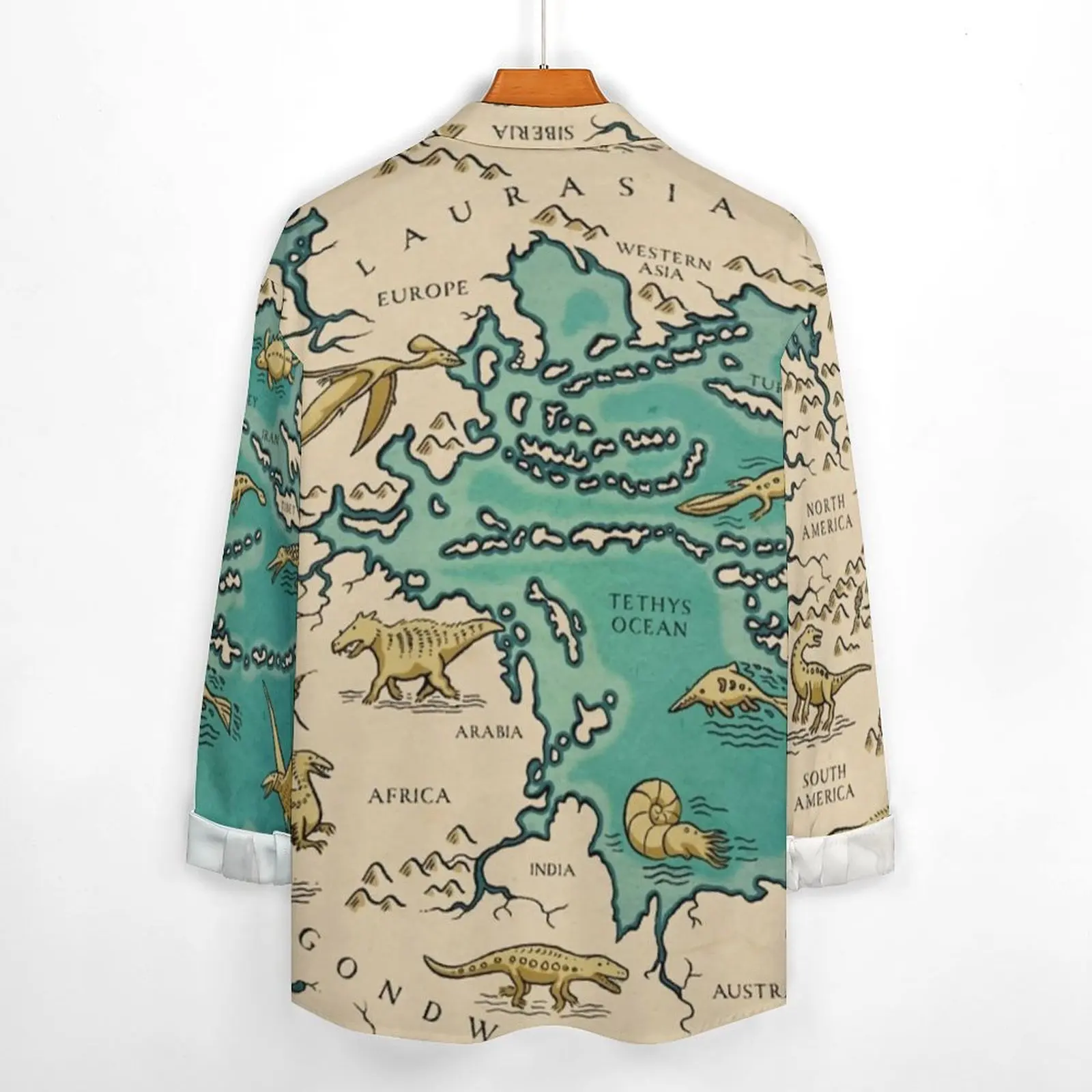Винтажная рубашка с картой весенние повседневные рубашки суперконтинента Pangaea