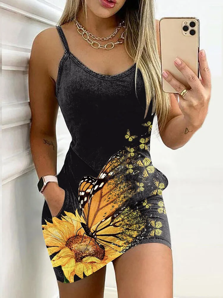 

Элегантное мини-платье на бретелях с открытой спиной и круглым вырезом, Новинка лета 2022, пикантное облегавечерние вечернее платье без рукав...