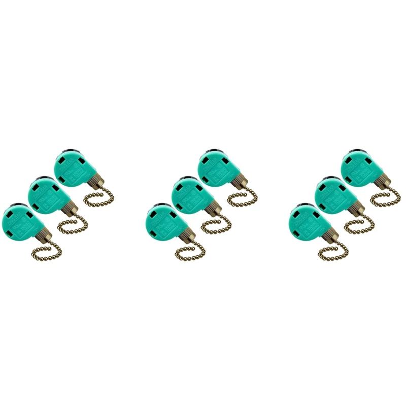 

9 Pack Ceiling Fan Switch 3 Speed 4 Wire Zing Ear ZE-268S6 Fan Pull Chain Switch Replacement Speed Control Switch