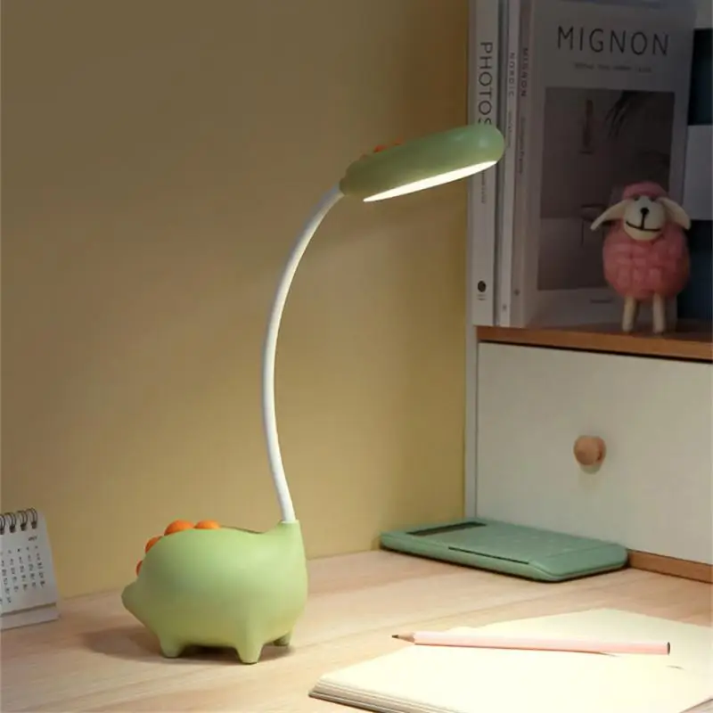 

Cute Dinosaur Desk Lamp USB Rechargeable Desk Lamp 3 Levels Brightness LED Dimmable Touch Switch Learning Desk Lamp for Kids