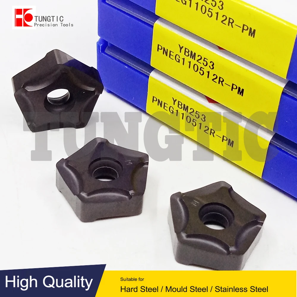 

Фрезерный резак PNEG110512R-PM YBM253, токарный станок с ЧПУ, обрабатывающий токарный станок, режущий инструмент, токарные инструменты для металла, вставки сменного механизма 110512R PM