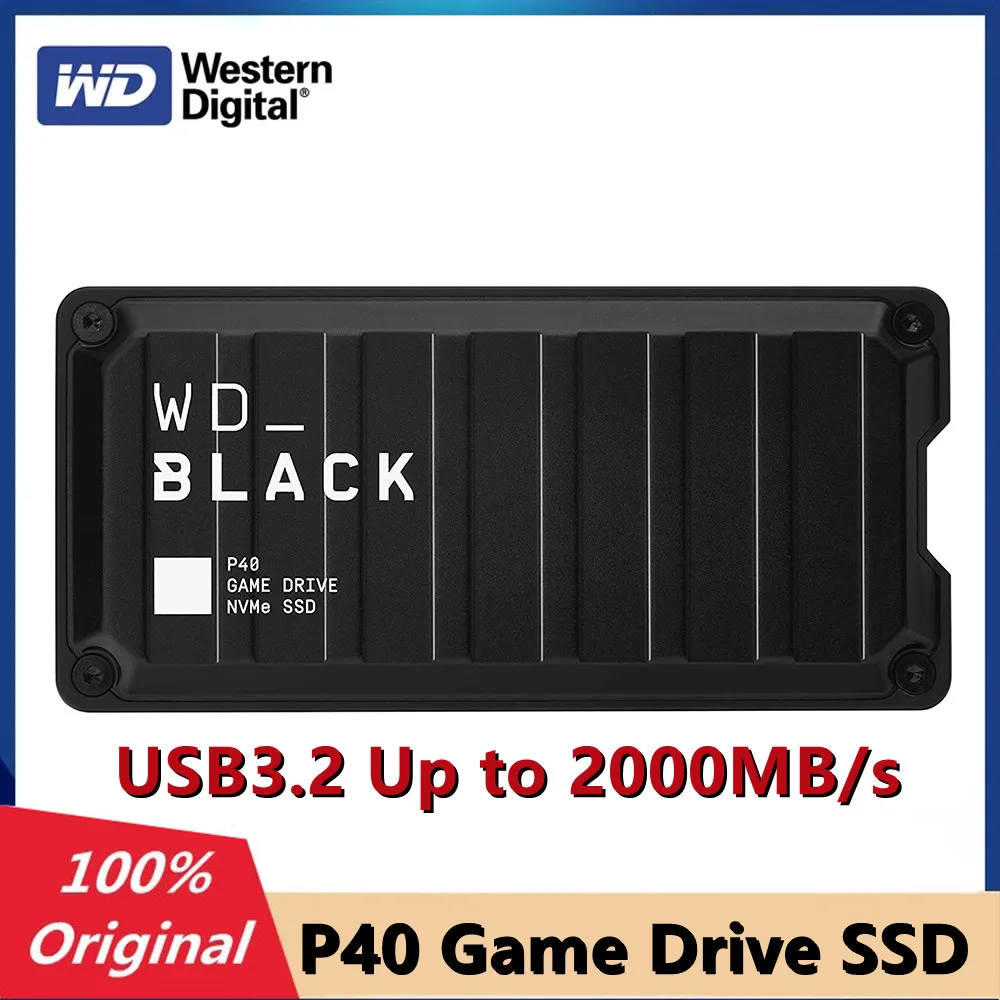 

Western Digital WD BLACK P40 2T 1T 500GB Game Drive SSD USB 3.2 Gen 2x2 Up to 2000MB/s RGB Lighting Portable SSD For PS5 Xbox