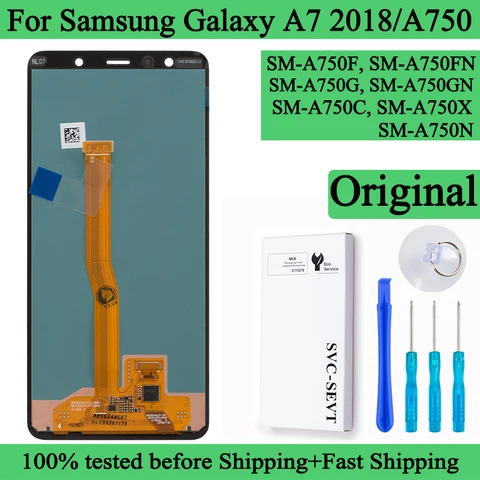 Высококачественный ЖК-дисплей SM-A750F A750FN для Samsung Galaxy A7 2018, сенсорный экран, дигитайзер, панель в сборе для Galaxy A750 с рамкой