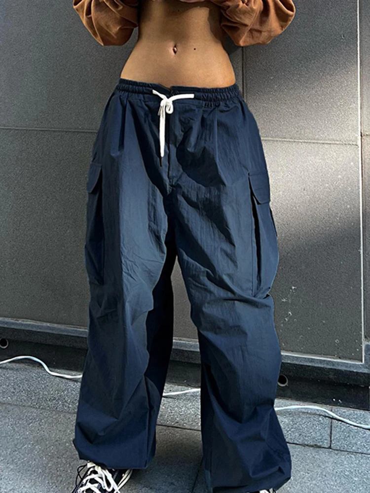 

Брюки-карго женские с широкими штанинами, повседневные мешковатые штаны с заниженной талией, свободные Джоггеры в стиле хиппи, уличная одеж...