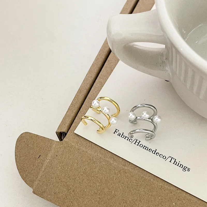 Chic Circle Ear Cuff Fake Piercing Earcuff Pearl Earrings Faux Non Pierced Clip on Jewelry |