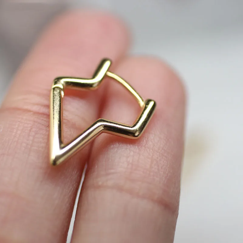 

Женские серьги-кольца с молнией, простые металлические богемные украшения в виде треугольника, одинаковый подарок