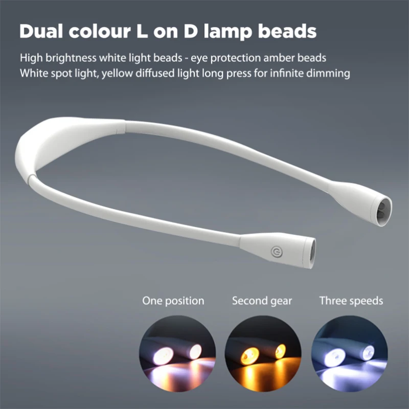Neck Reading Light Portable Handsfree USB Rechargeable Eye Protection Read Lamp Novelty Flexible Book Lighting