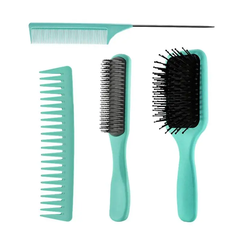 

Щетка для волос 4 шт. для мужчин и женщин, щетка для распутывания и расческа для волос, широкая зубная щетка для длинных вьющихся волос, отлично подходит для влаги или