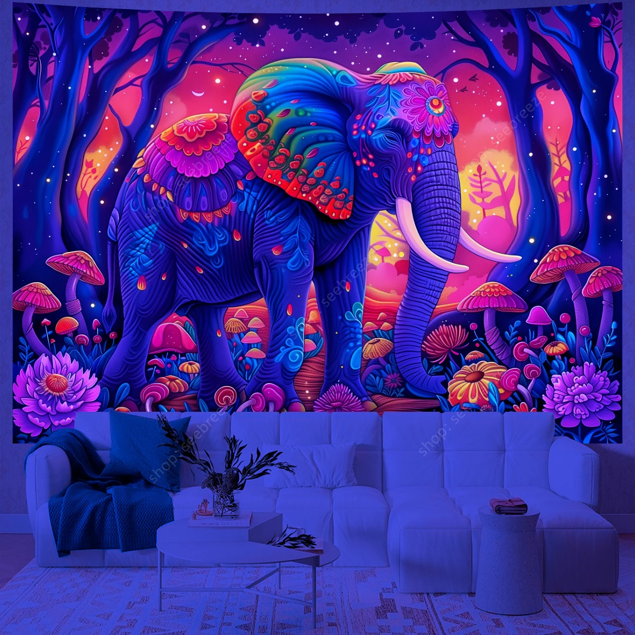 Декоративный настенный гобелен в виде слона