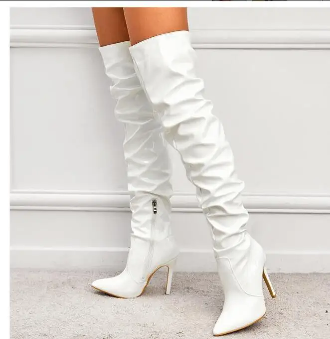 Fashion Black Sexy Over The Knee Boots Women Thin Heels Pointed Toe Zipper Thigh High Boot Winter Autumn Party Stripper Shoes