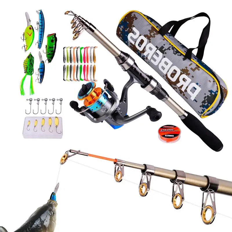 Telescopic Fishing Sea Rod Spinning Reel Fishing Baits Hooks Saltwater Freshwater Professional Fishing Rod Lures Full Kits