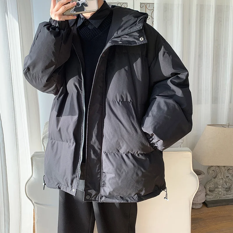 Winter Jacket Men Warm Fashion Oversize Thicken Hooded Down Jacket Men Streetwear Korean Loose Thick Short Coat Mens Parker