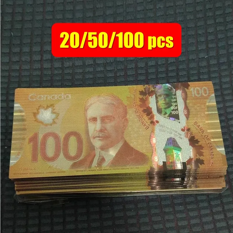 Фото 20 ~ 100 шт. канадские 100 долларов 100CAD Robert Laird Borden коллекция банкнот из золотой фольги бизнес-подарок №1