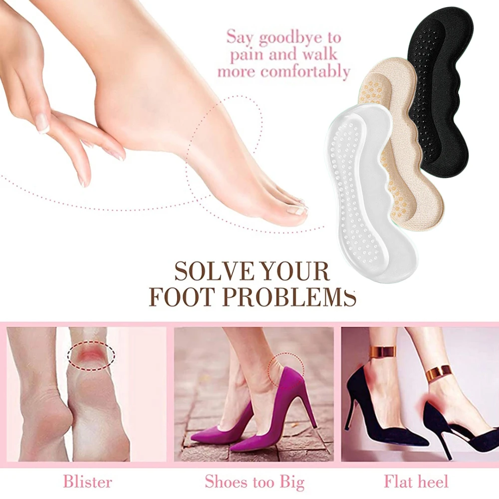 Silicone Heel Pads for Shoes Women High Heels Liner Grips Inserts Feet Heel Pain Relief Cushion Pads Shoe Back Stickers Antiwear