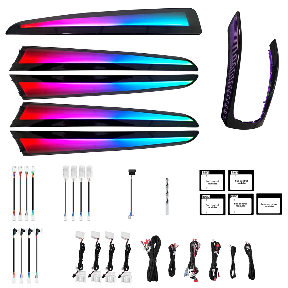 na aktualizacji iCarsin 64-kolorowe oświetlenie otoczenia dla Audi Q5 2010–2017 B5 Wewnętrzne LED Deska rozdzielcza Akcesoria do wykończenia