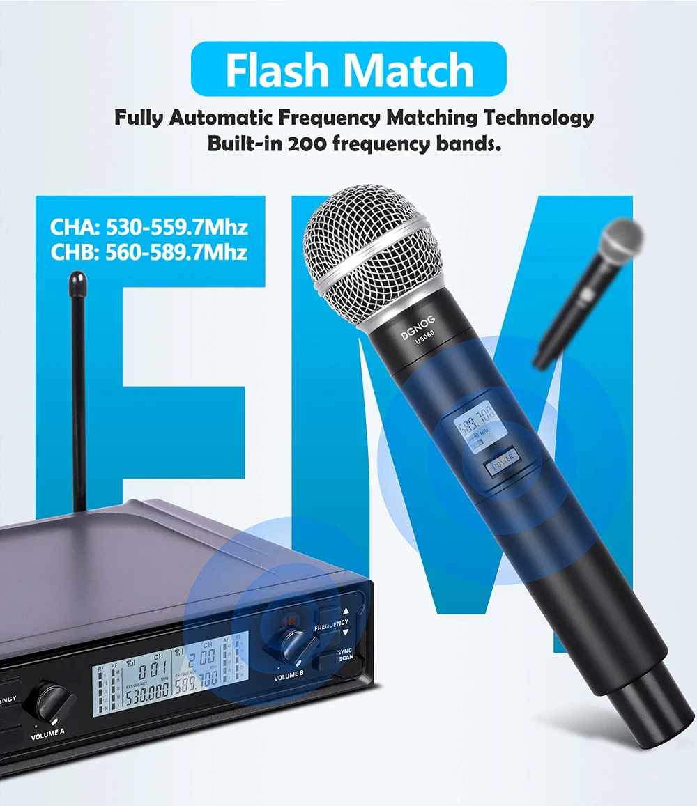 Channel handheld dual wireless microphone system UHF 2 professional microphone，Suitable for home karaoke |