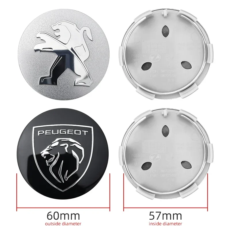 Фото Для Peugeot 206 307 308 3008 207 208 407 408 508 2008 5008 107 106 60 мм колпаки ступицы колес автомобиля авто эмблема центральная крышка шины значок №1