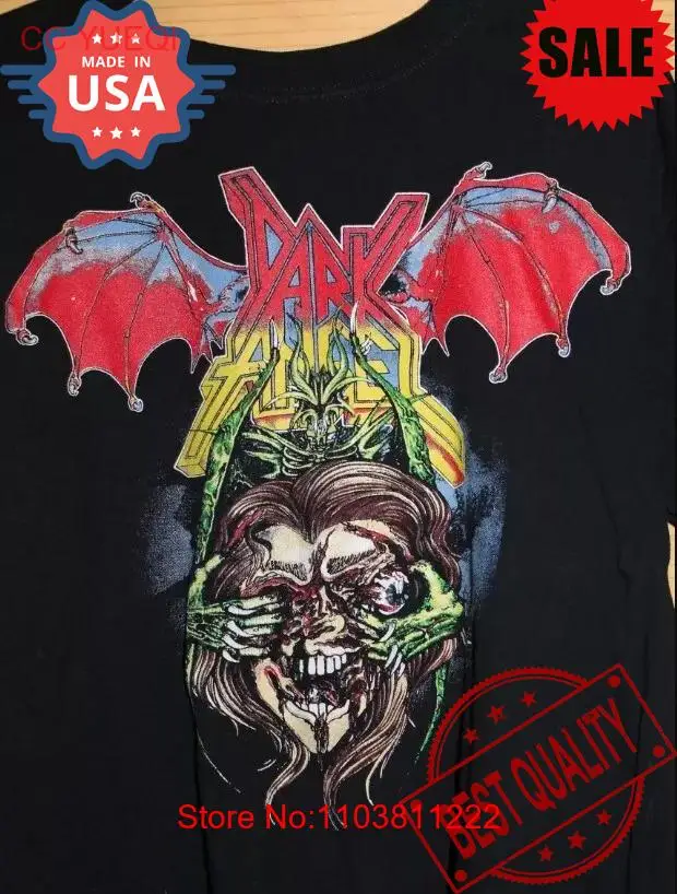 Футболка с металлической лентой Dark angel thrash подарок для фаната тяжелый хлопок