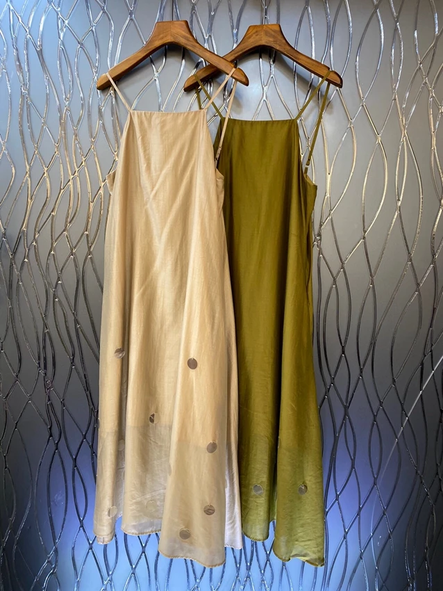 2023 new women fashion sleeveless tube top sequined halter suspender straight casual net dress 0627