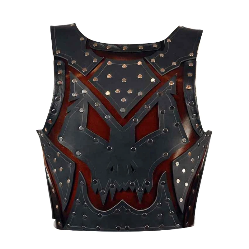 

Mens Leathers Medieval Punk Chest Vest Halloween Cosplays Archers Costume Adults Chest Body Armors Outfit Jerkins Coat R7RF