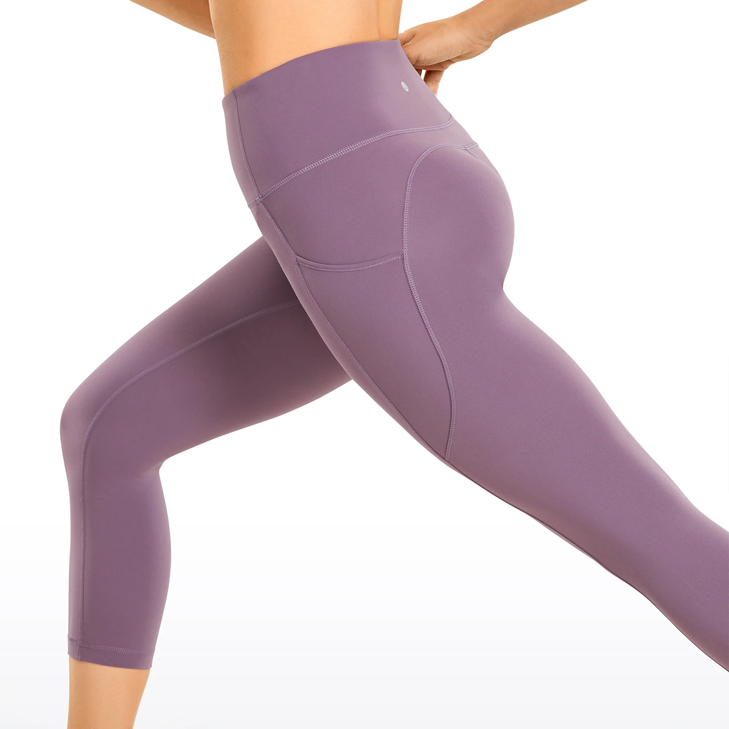 CRZ YOGA Women's Brushed Naked Feeling Yoga Leggings 19 Inches - High Waist Capris Matte Soft Workout Crop with Pockets