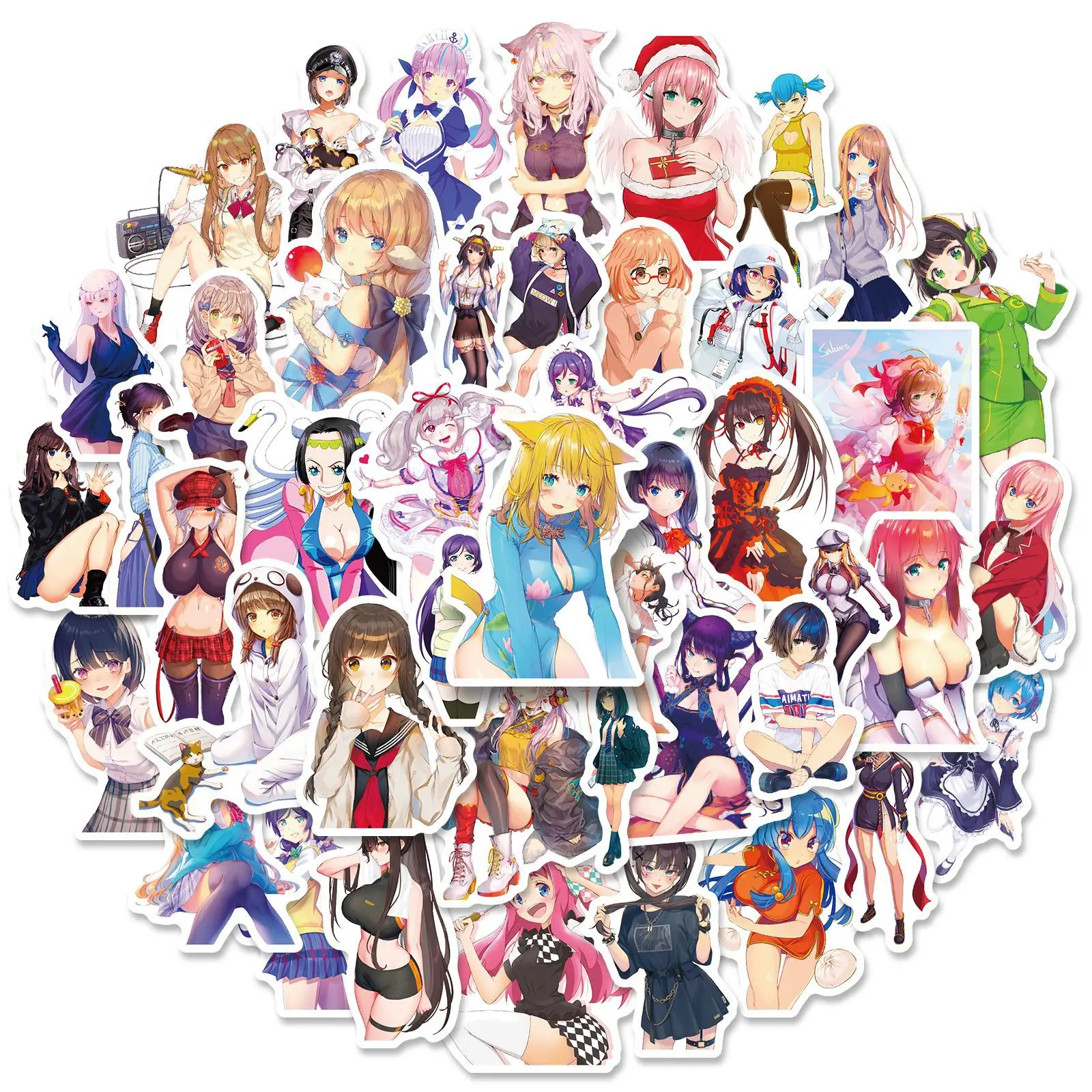 

50pcs Sexy Beauty Japanese Anime Stickers for Girls Kids Notebook Diary Handbook Stationery Diy Kawaii Korean Stickers for Phone