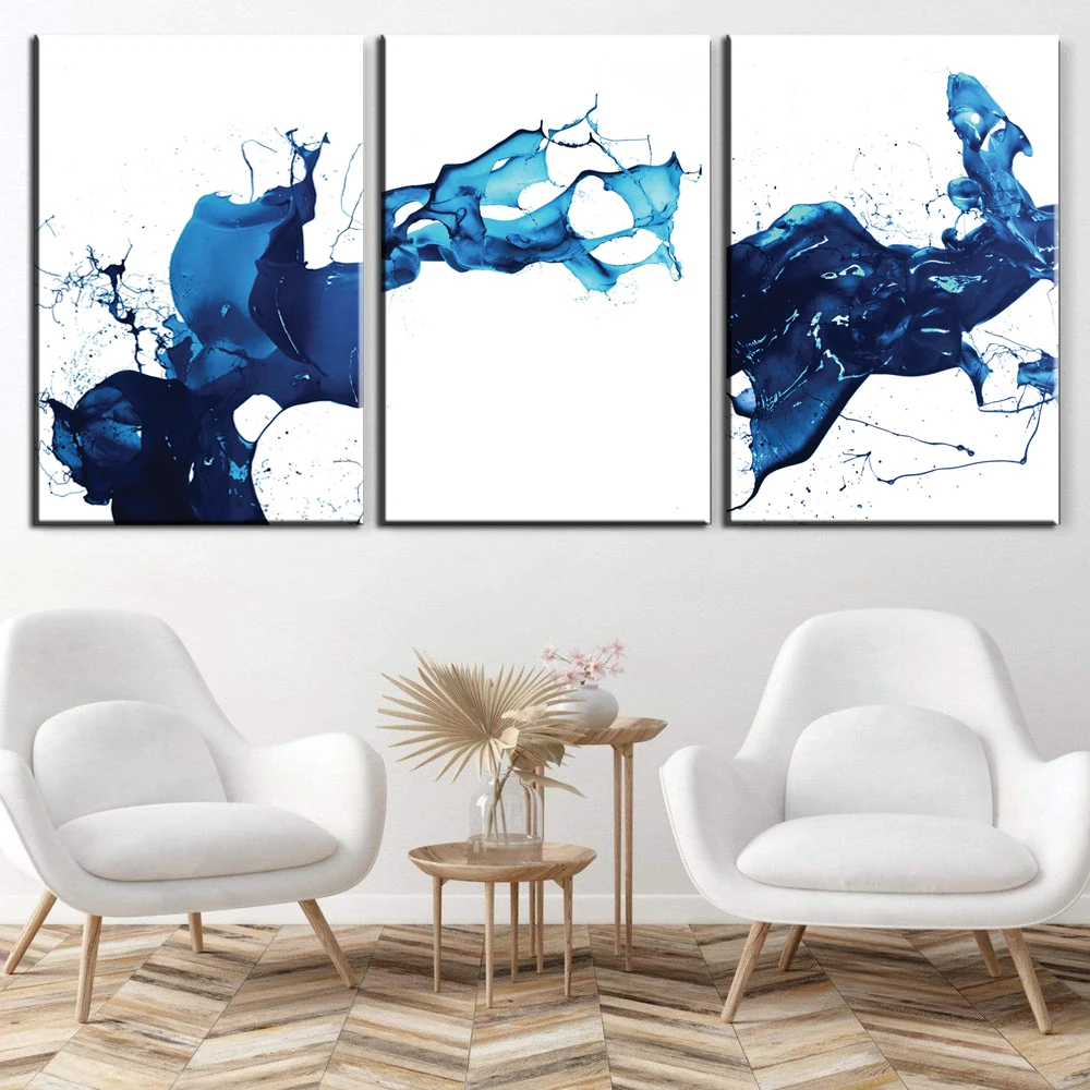 

Abstract Cobalt Splash Wall Arr Canvas Poster Painting For Living Room Picture Print Bedroom Mural Modular Home Decoration