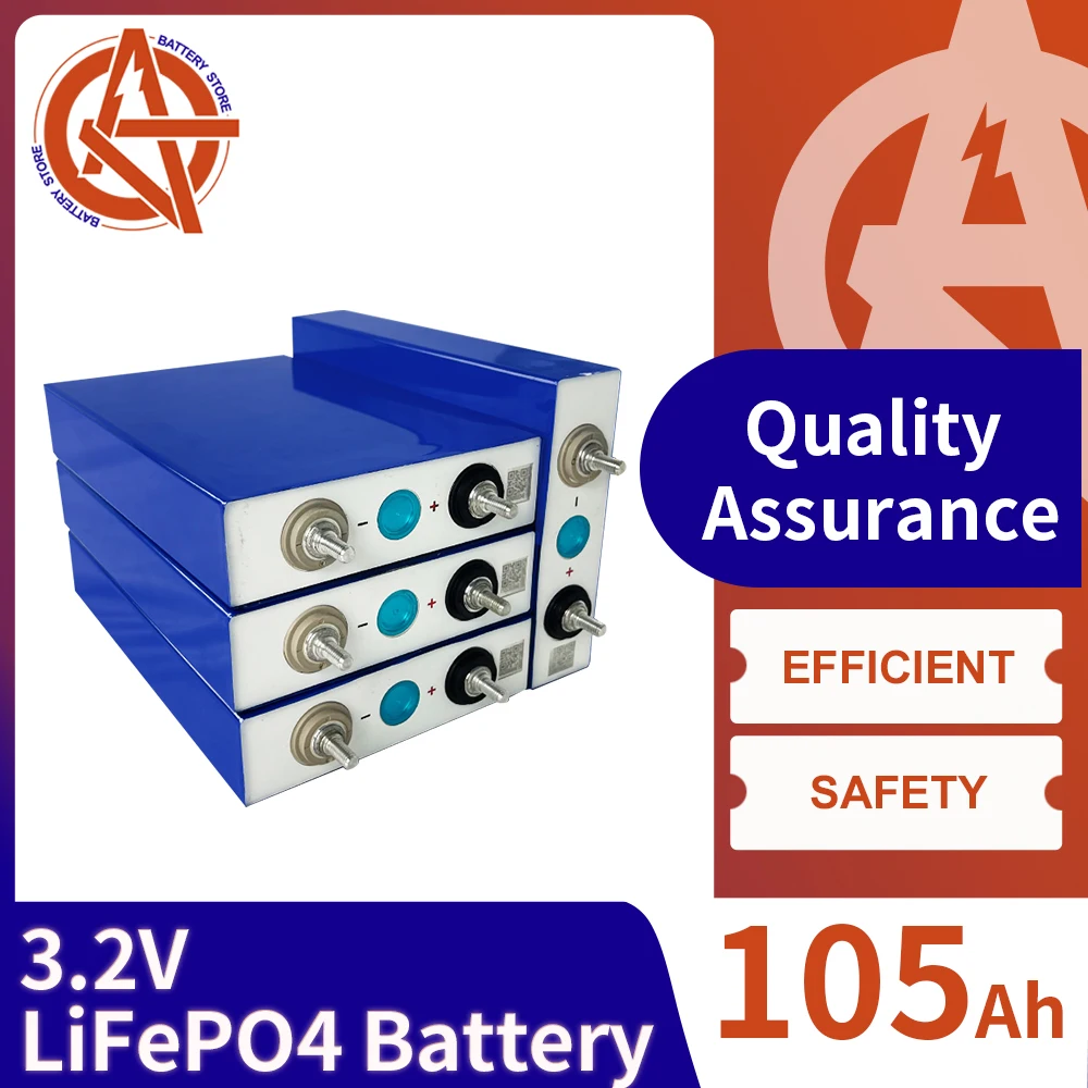 

Lifepo4 Battery 3.2V 105AH 100AH Rechargeable Lithium Iron Phosphate Cell DIY 12V 24V 48V RV Boat Solar System Golf Cart
