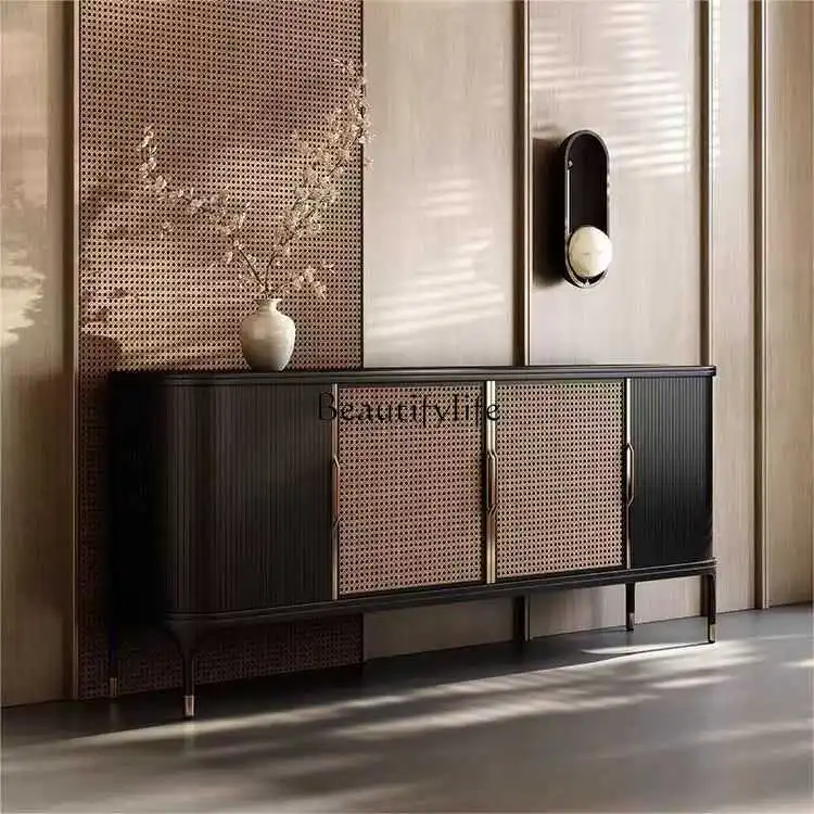 Входной шкаф во французском ретро-стиле из массива дерева ротанговый обеденный