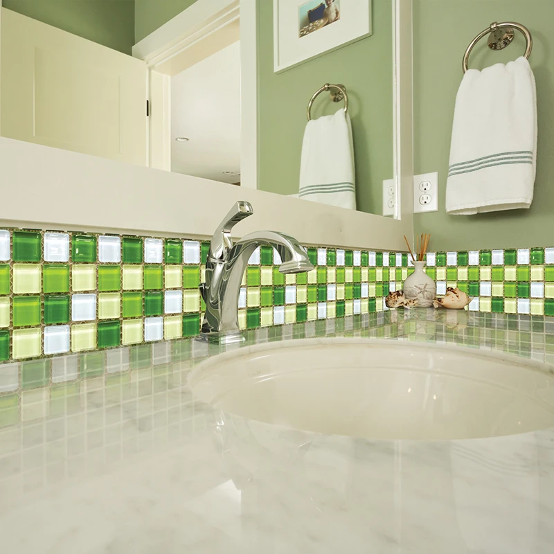 

18PCS Simulation Mosaic PVC Tile Wall Stickers For Kitchen Bathroom Waterproof Foam Room Adhesive Art Made Decals