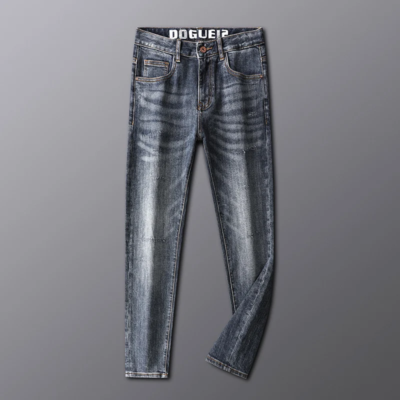 Newly Designer Fashion Men Jeans High Quality Vintage Blue Elastic Slim Fit Retro Jeans Men Trousers Classical Denim Pants Homme