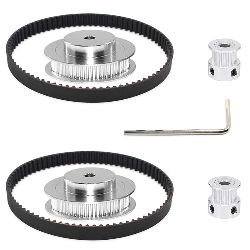 

ABHU 2 Sets Of 2GT Timing Wheels 20&60 Teeth 5Mm Bore Aluminum Timing Pulley 2 Piece Set Length 200Mm Width 6Mm Belt