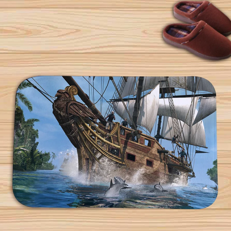 

Большой морской коврик Moon Ship, прикроватная кровать для спальни, впитывающий нескользящий напольный коврик для туалета, кухни