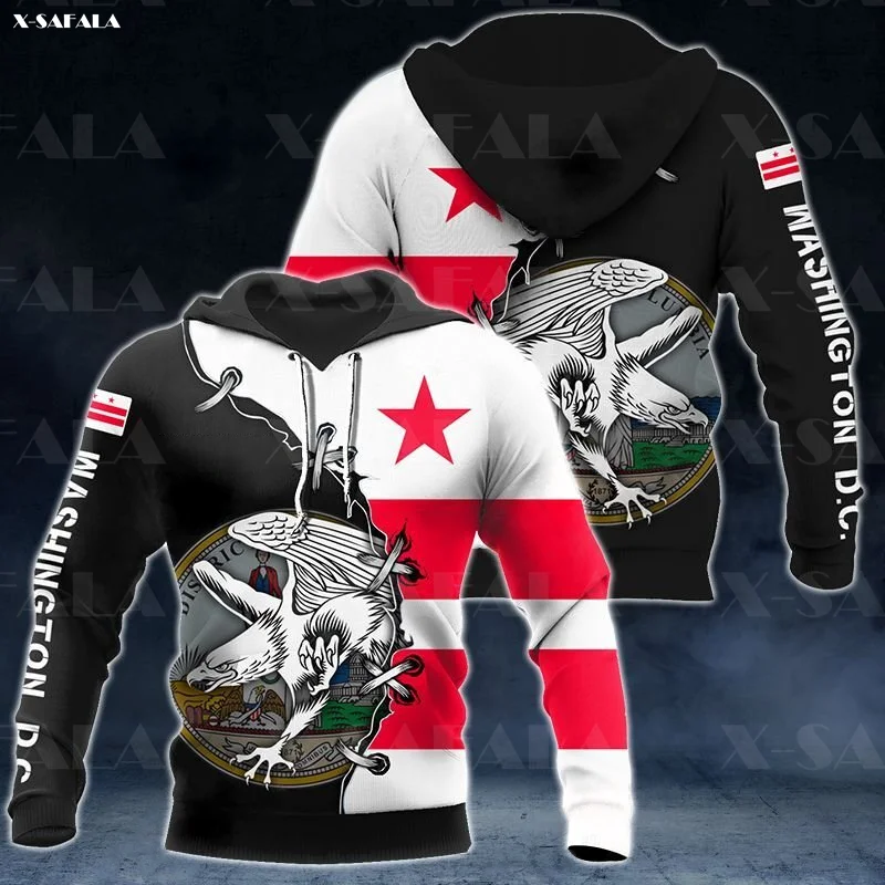 

WASHINGTON, D.C. COAT OF ARMS FLAG America Print Zipper Hoodie Man Female Pullover Sweatshirt Hooded Jacket Jersey Tracksuits
