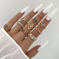 yadelai 2022 retro simple ring set bohemia geometric finger set multi layer opening jewelry knuckle rings for women jewelry ring