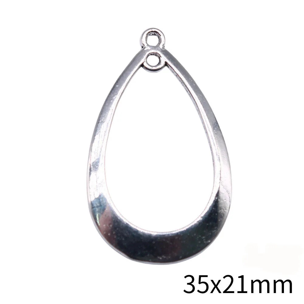 10Pcs 35x21mm Antique Silver Color Elliptical Droplet Charms Pendant Charms Fit Jewelry Making DIY Jewelry Earring Accessories