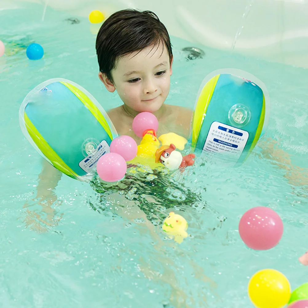

1 Pair Arm Floaties Kids Roll Inflatable Swim Arm Bands Floater Sleeves Swimming Ring Armlets for Children (Blue, Suitable