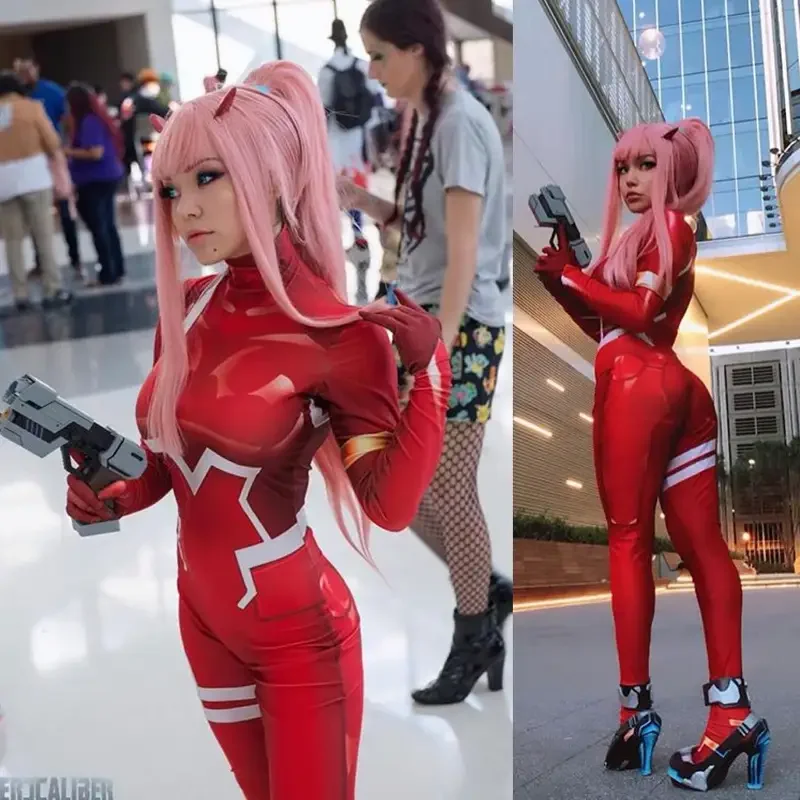 Zero Two Косплей Костюм Дарлинг в Franxx 02 хайсозавр принцесса 001 зентай фотокостюм