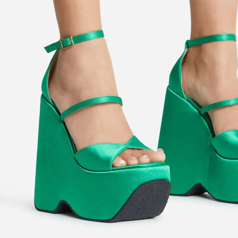 

New Brand Platform Thick High Wedges Heeled women's Sandals Design Buckle Open Toe Casual Dress Fashion Punk Summer Shoes Woman