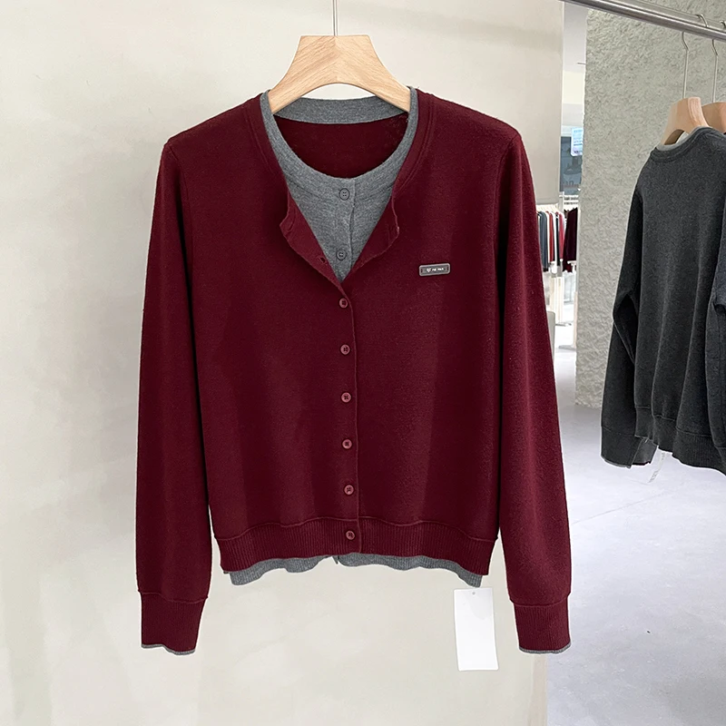 Высококачественный смысл отдыха! Модный флисовый вязаный кардиган контрастного