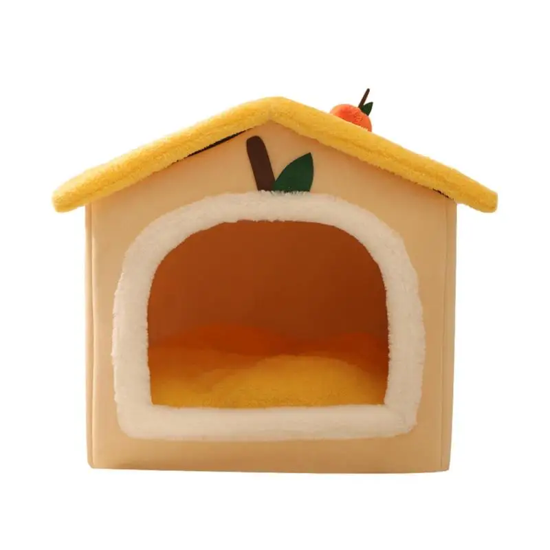 

Dog Cave Bed Foldable Warm Cat House Soft Semi-closed Sleeping Cave Winter Warm Cat House Nest With Removable Cushion Pets Bed
