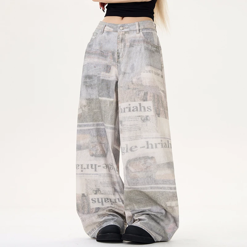 Джинсы PFNW мужские с американским принтом винтажные мешковатые штаны широкими